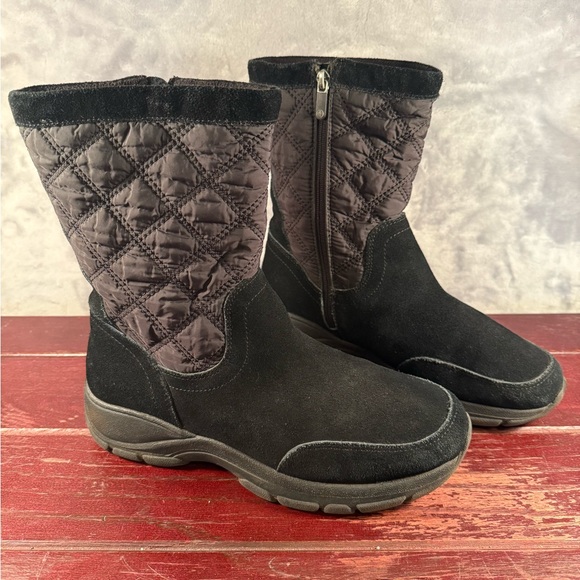 Lands' End Shoes - Lands End Womens All Weather Suede and Quilted Black Boots Size 9.5